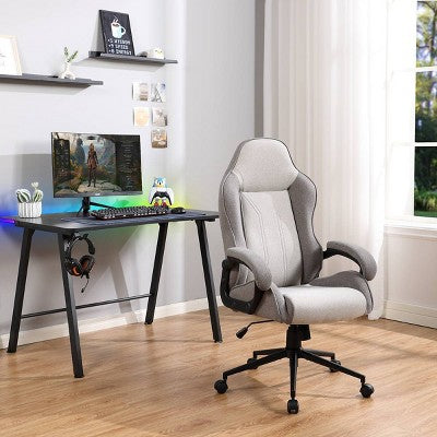  Swivel Dorm Gaming Chair Gray - Room Essentials™: Upholstered Computer Desk Chair, Adjustable, Fixed Arms