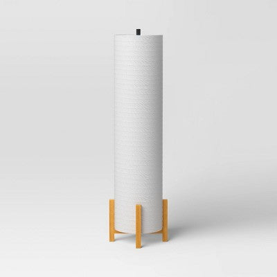  Paper Floor Lamp Natural Wood - Room Essentials™: ETL Listed, Modern Cylinder Shade, No Tools Assembly