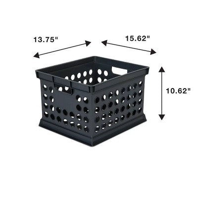  Storage Crate Black - Room Essentials™: Plastic Stackable Utility Bin, Portable With Built-In Handles, 30.6L Capacity