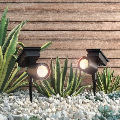  Short Solar LED Outdoor Spot Light Matte Black - Room Essentials™