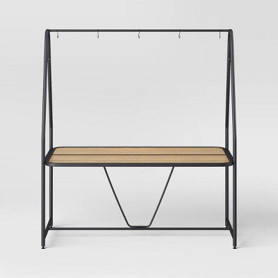  Metal Rectangle A-Frame Pergola Rust Resistant Outdoor Patio Dining Table Black - Room Essentials™