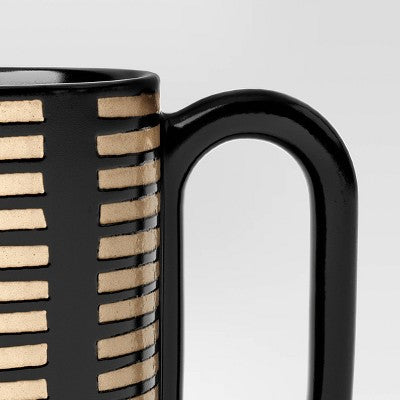  16oz Stoneware Broken Blinds Print Mug Black - Room Essentials™