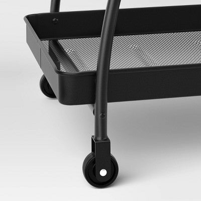  Metal Mesh Rolling Bar Outdoor Serving Cart Black - Room Essentials™
