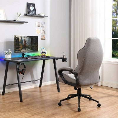  Swivel Dorm Gaming Chair Gray - Room Essentials™: Upholstered Computer Desk Chair, Adjustable, Fixed Arms