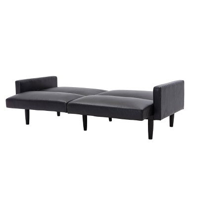  Faux Leather Futon Sofa With Arms Black - Room Essentials™
