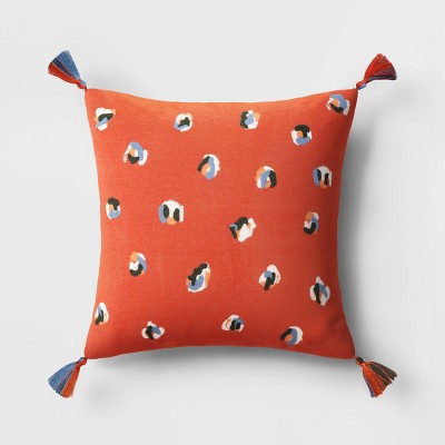  Abstract Dots Embroidered Cotton Square Throw Pillow - Room Essentials™