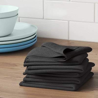 6pk Cotton Dishcloths Gray - Room Essentials™