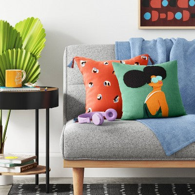  Abstract Dots Embroidered Cotton Square Throw Pillow - Room Essentials™
