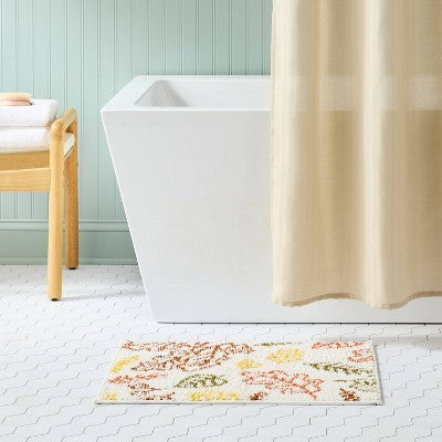  17"x24" Fall Leaves Non-Slip Harvest Bath Rug Cream - Room Essentials™