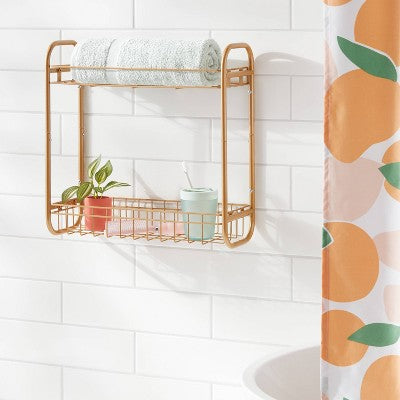  On The Wall 2 Tier Shelving Rack Metallic Gold - Room Essentials™