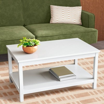  Traditional Coffee Table With Storage Shelf Classic White - Room Essentials™