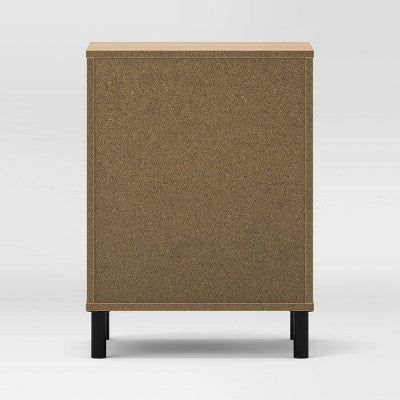  Mixed Materials Wood And Metal Nightstand Updated Base Natural Wood - Room Essentials™