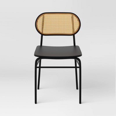  Set Of 2 Woven Back Metal Dining Chair Black - Room Essentials™