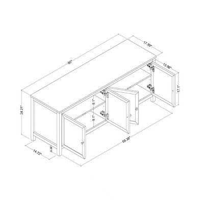  Traditional Storage TV Stand With Doors And Shelves For TVs Up To 65" Classic White - Room Essentials™