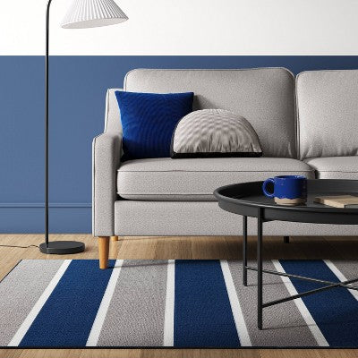  4'x5'6" Rugby Striped Accent Rug Gray/Blue - Room Essentials™