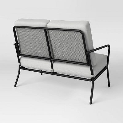  Metal Mesh Loveseat With Double Cushions Black/Gray - Room Essentials™