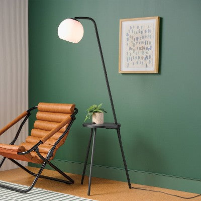  Shelf Floor Lamp With USB Black - Room Essentials™
