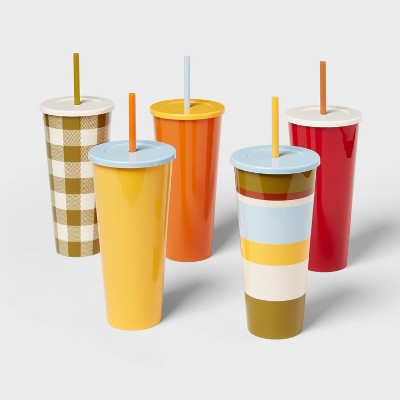  30oz 5pk Plastic Straw Tumbler - Room Essentials™