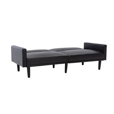  Faux Leather Futon Sofa With Arms Black - Room Essentials™