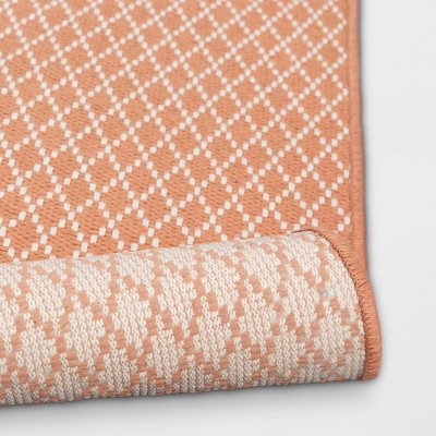  4'x5'6" Diamond Power Loom Woven Area Rug Rust - Room Essentials™: Diamond Pattern, Flat Pile, Indoor Use, Cotton & Polyester