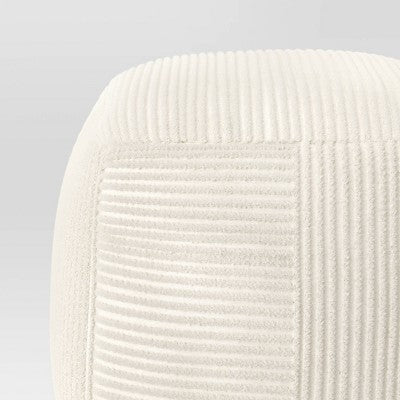  Ribbed Pouf Ottoman Cream - Room Essentials™