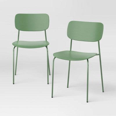  Set Of 2 Molded Plastic With Metal Base Dining Chair - Room Essentials™