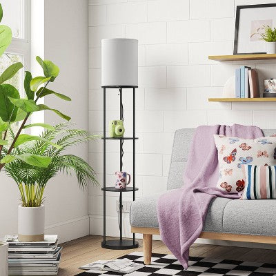  Shelf Floor Lamp Black (Includes LED Light Bulb) - Room Essentials™