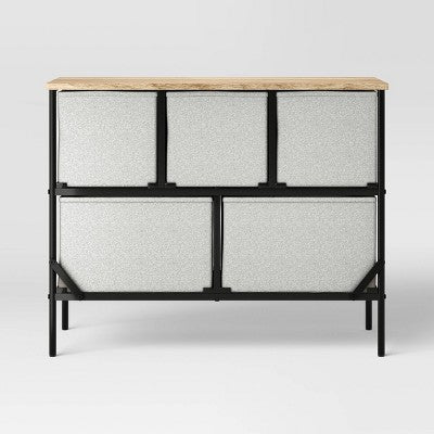  36" Wide Fabric Bin 5 Dresser Black Frame - Room Essentials™