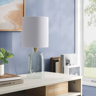  Glass Table Lamp With Open Base - Room Essentials™: ETL Listed, No Assembly, Modern Desk & Bedside Lighting