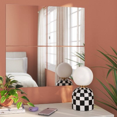  (Set Of 4) 12"x12" Frameless Mirrors Silver - Room Essentials™: Modern Square Wall Mount, No Frame Required