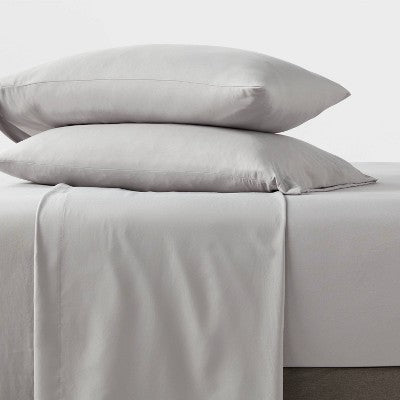  Full Garment Washed Microfiber Solid Sheet Set Gray - Room Essentials™