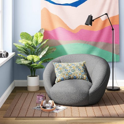  4'x5'6" Chevron Striped Area Rug Ivory/Tan - Room Essentials™: Indoor, Flat Pile, Woven