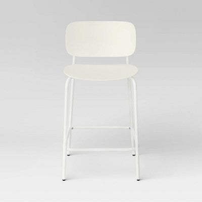  Set Of 2, 24" Molded Plastic With Metal Base Counter Height Barstools White - Room Essentials™