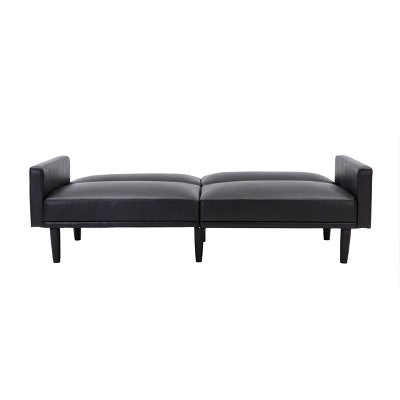  Faux Leather Futon Sofa With Arms Black - Room Essentials™