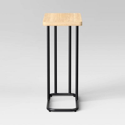  Mixed Material Wood And Metal Rectangle Top C Table Natural Wood - Room Essentials™