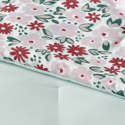  Microfiber Reversible Floral Print Comforter Light Purple/Mint Green - Room Essentials™