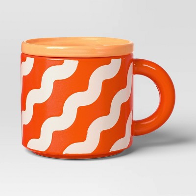  17 Fl Oz Stoneware Squiggly Print Lidded Mug - Room Essentials™