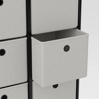  Fabric 6-Bin Tall Vertical Dresser Black Frame - Room Essentials™