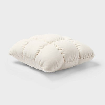  Puffer Square Decorative Throw Pillow Ivory - Room Essentials™