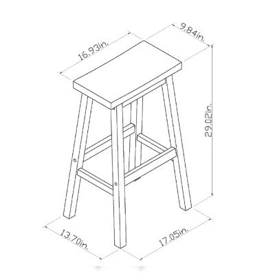  Set Of 2 29" Solid Wood Saddle Backless Barstool - Room Essentials™