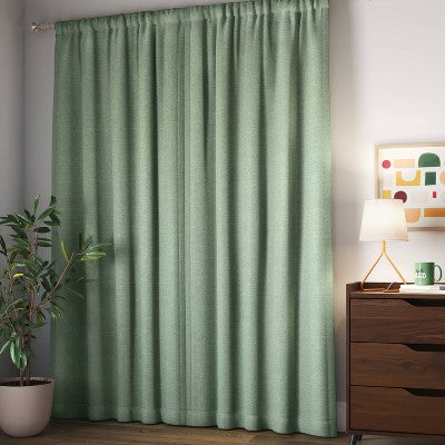  Room Darkening Heathered Thermal Window Curtain Panel Green - Room Essentials™