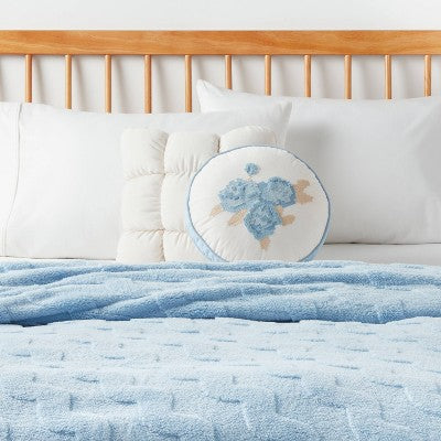  Flower Round Decorative Throw Pillow Light Blue - Room Essentials™