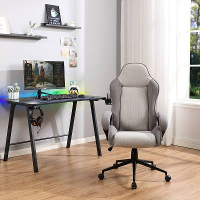  Swivel Dorm Gaming Chair Gray - Room Essentials™: Upholstered Computer Desk Chair, Adjustable, Fixed Arms