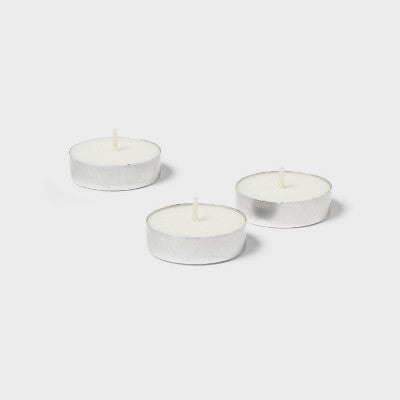  12pk Unscented Tealights White - Room Essentials™: Paraffin Wax, 4hr Burn Time, 1 Wick Tea Lights