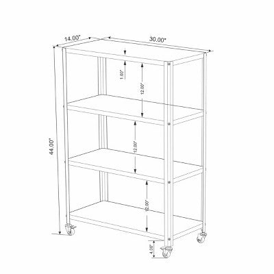  44" 3 Shelf Metal Rolling Bookcase - Room Essentials™