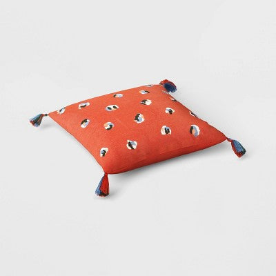  Abstract Dots Embroidered Cotton Square Throw Pillow - Room Essentials™