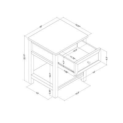  Traditional Side Table With Storage Drawer Classic White - Room Essentials™