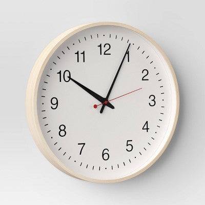  15.5" Schoolhouse Wall Clock Natural Wood Grain - Room Essentials™