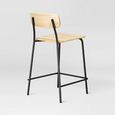  Set Of 2 24" Wood With Metal Base Counter Stool Natural - Room Essentials™