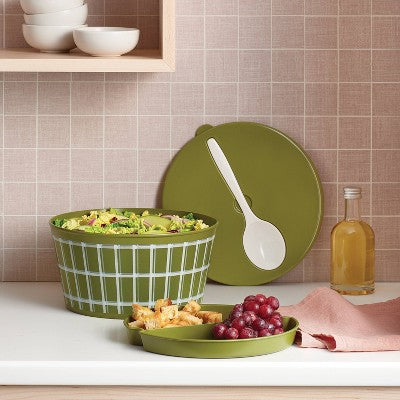  Serve Bowl With Lid And Utensil Green - Room Essentials™